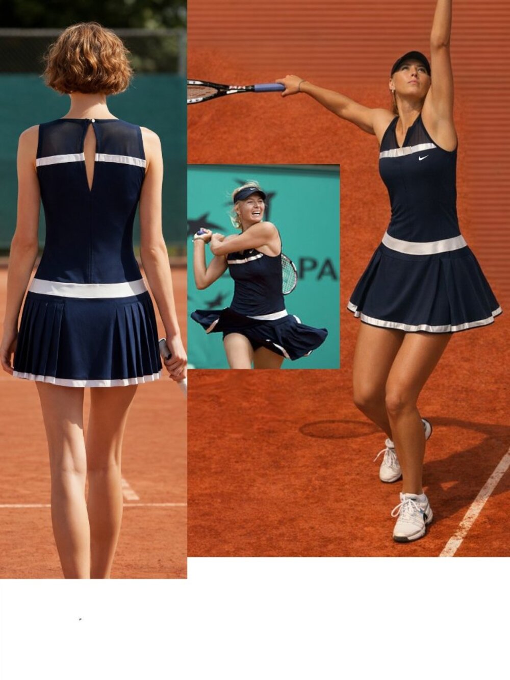 Nwt Nike Maria Sharapova Tennis Dress w BRA pleated skirt Navy Blue XS